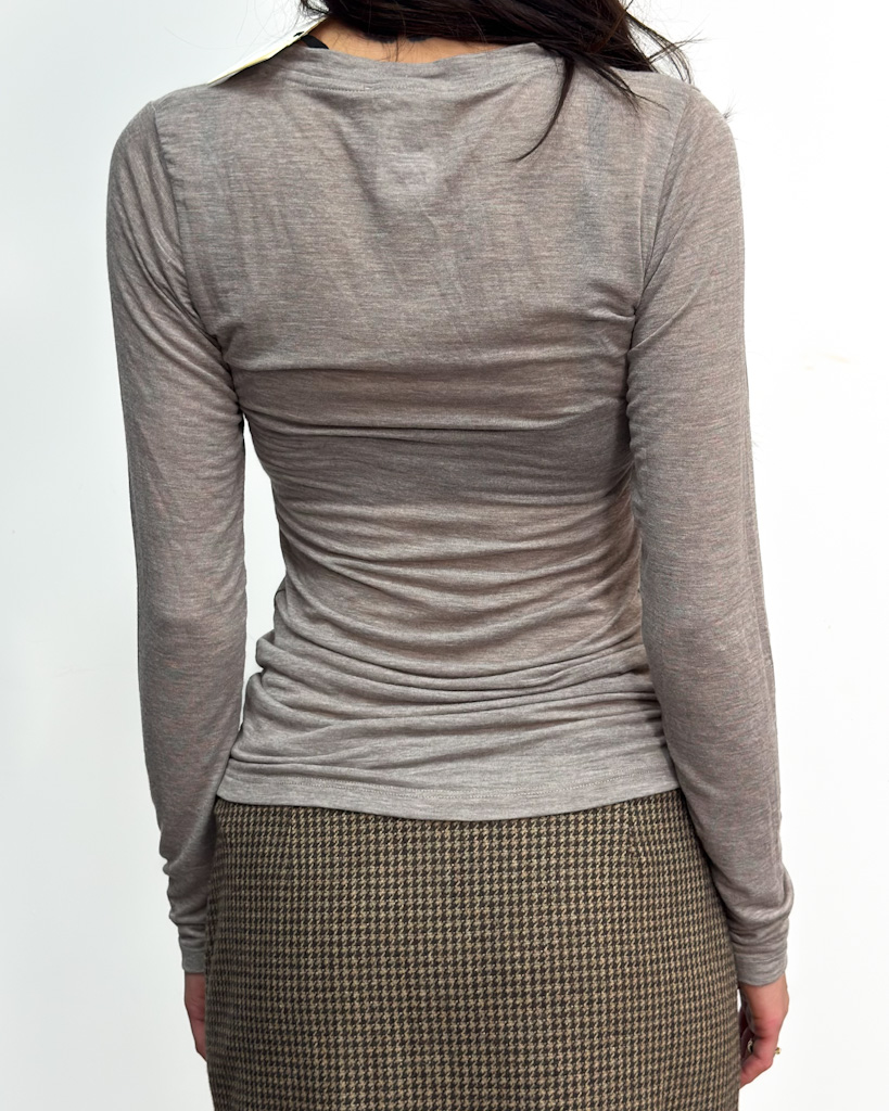 Beżowa bluzka z długim rękawem Vicolo UF0051 - obrazek 3