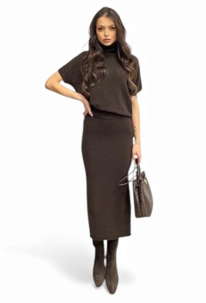 Komplet czekoladowy sweter i spódnica Imperial M3025869