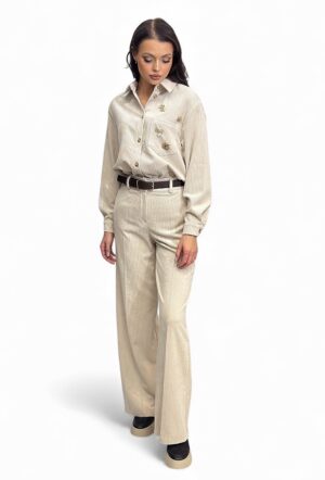 Kremowa koszula damska ze sztruksu Pia B Ledifa