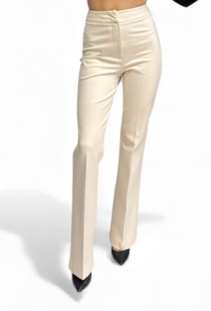 Kremowe damskie spodnie z materiału Silence SLP014