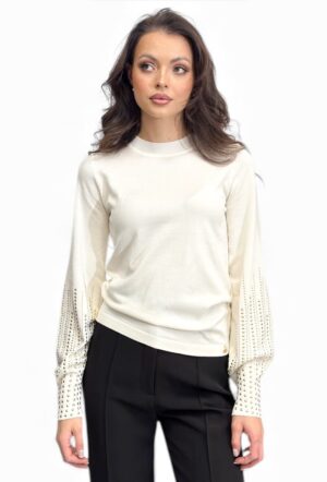 Kremowy sweter ze złotymi dżetami Artigli Acma002879