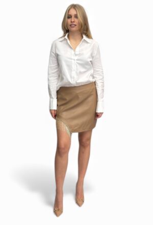 Mini spódnica camelowa z ekoskóry Giulia N GI2286