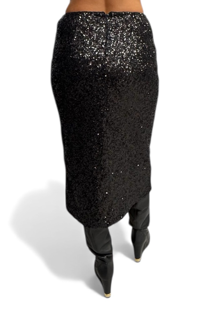 Czarna cekinowa spódnica midi Imperial GHI2GZQ - obrazek 3