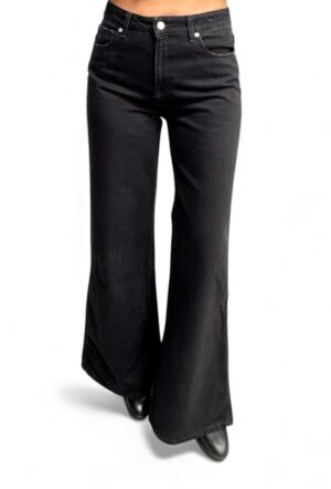 Spodnie czarne jeansy z szeroką nogawką Vicolo DF5297