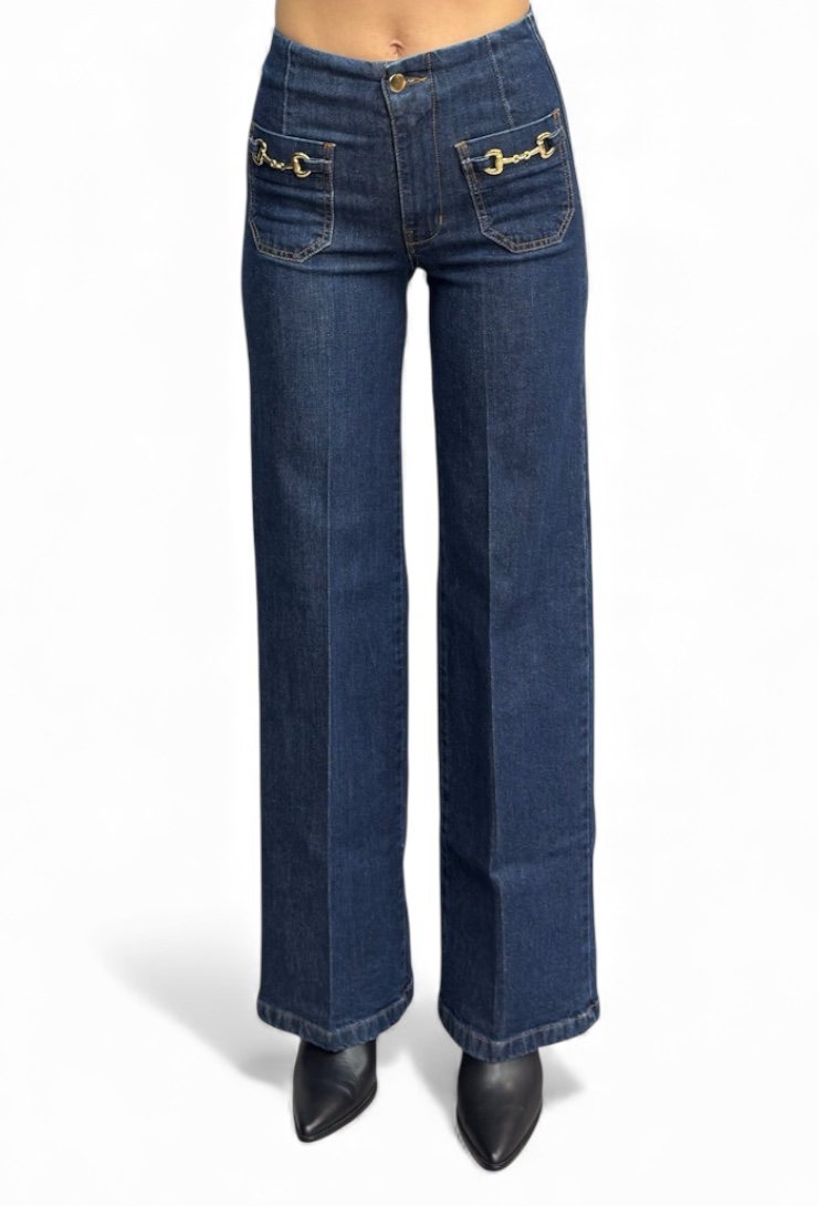 Spodnie niebieskie jeansy gładkie ITALY CJ8050 - obrazek 2