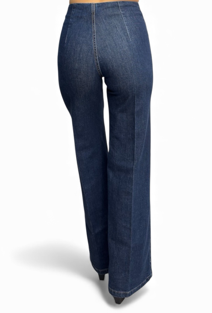 Spodnie niebieskie jeansy gładkie ITALY CJ8050 - obrazek 3