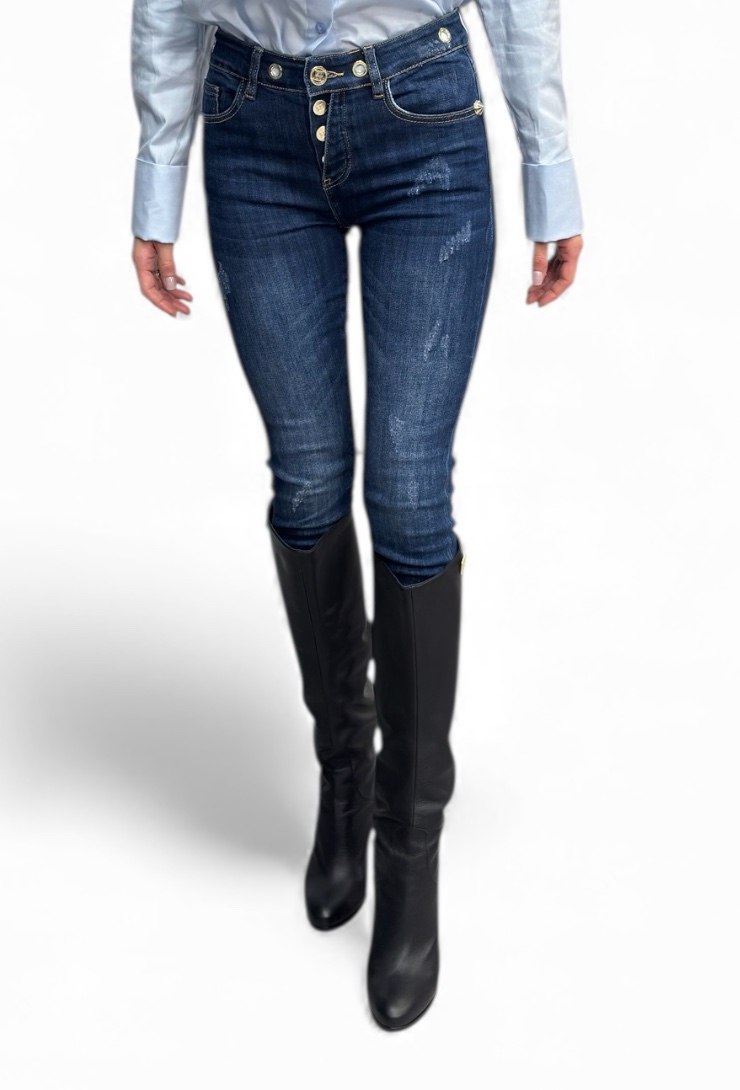 Dopasowane granatowe spodnie jeansy Gil Santucci 32APT148JL - obrazek 3