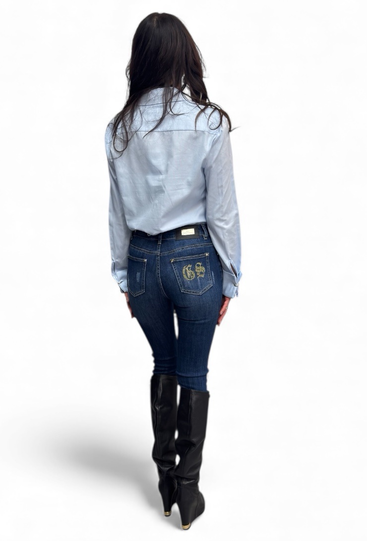 Dopasowane granatowe spodnie jeansy Gil Santucci 32APT148JL - obrazek 4