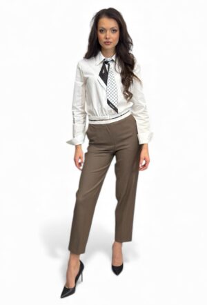 Spodnie z materiału cygaretki Taupe Pia B Poki