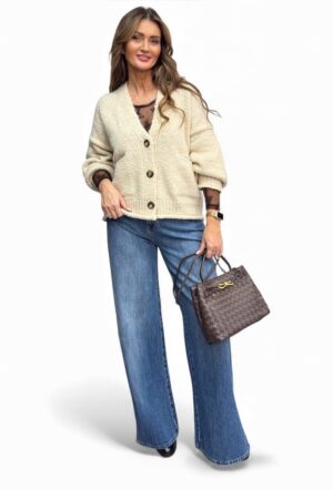 Sweter damski krótki kardigan kremowy Vicolo 33053F