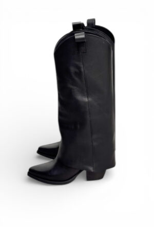 Czarne kozaki na obcasie ze skóry naturalnej Natashia