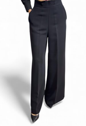 Czarne spodnie z materiału z szeroką nogawką Silence PA2214