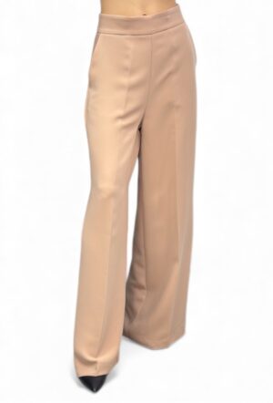Beżowe spodnie z materiału z szeroką nogawką Silence PA2214