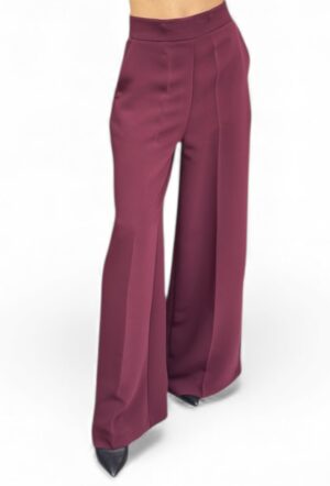 Bordowe spodnie z materiału z szeroką nogawką Silence PA2214
