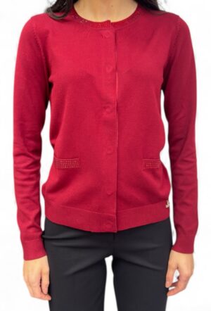 cienki rozpinany sweter bordo