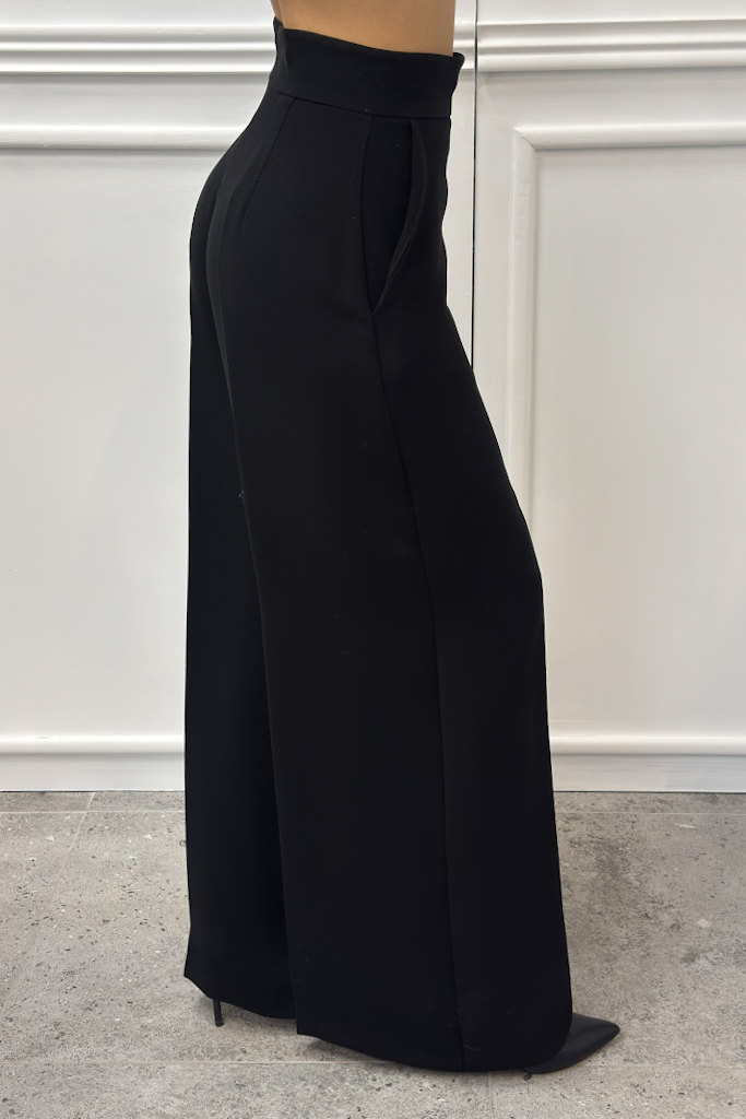 Czarne spodnie z materiału z szeroką nogawką Silence PA2214 - obrazek 4