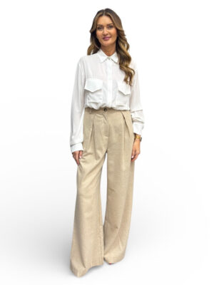 Kremowa elegancka luźna koszula damska Giulia N GE2440