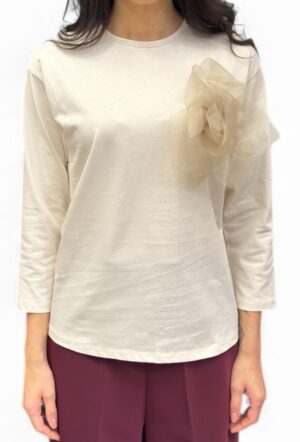 luźna bluzka kremowa z tiulem