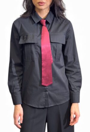 włoska czarna koszula prosty krój