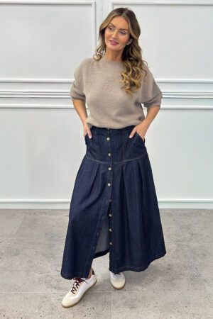 Klasyczny damski beżowy sweter z alpaką Pia B VERESA