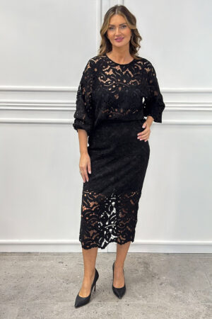 Czarna koronkowa spódnica midi Pia B GISTA