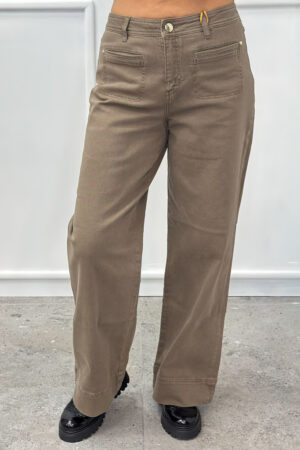 spodnie taupe prosty krój