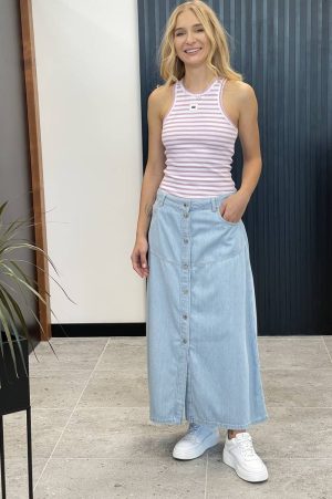 BLUZKA BOKSERKA TOP W FIOLETOWO BIAŁE PASKI 10DAYS 20-461-4204