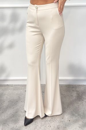 Kremowe damskie spodnie z materiału Artigli ACPA004355