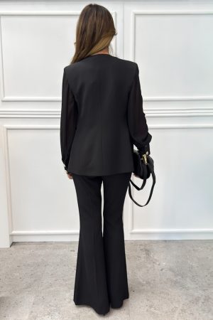 włoskie spodnie materiałowe z rozszerzaną nogawką