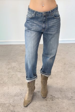 Spodnie damskie jeansy niebieskie Mom Fit Philia Loft V020065